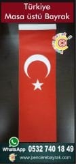 Türk Masa Bayrağı Düz Kesim - Sadece Bayrak 10x30 cm