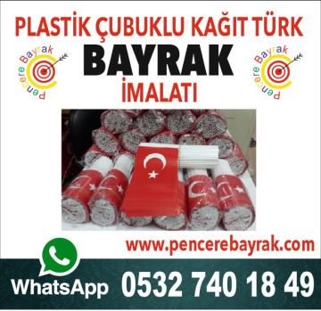 Kağıt Bayrak | Türk Bayrağı Çubuklu | 80 Adet 12x20 cm