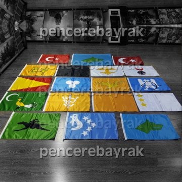 17 Türk Devletleri Bayrakları 50x75 cm ( LÜKS kalite )