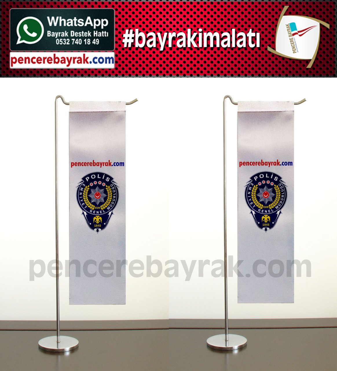 L Tipi Tek Direkli Polis Masaüstü Bayrak İmalatı