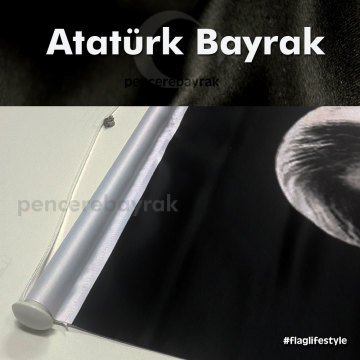 Atatürk Kırlangıç Bayrağı - 50x75 cm Özel Kumaş - Siyah