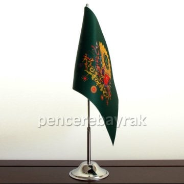 Tek Direkli Osmanlı Armalı Masa Üstü Bayrağı – 15x22,5 cm