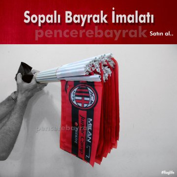 20x30 cm Sopalı Milan Takımı Bayrağı - Özel Üretim