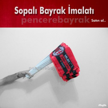 20x30 cm Sopalı Milan Takımı Bayrağı - Özel Üretim