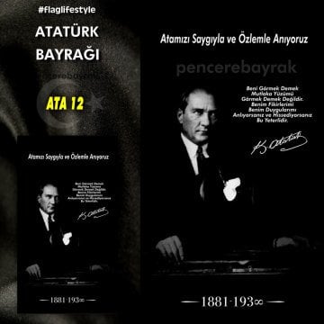 Atatürk Bayrakları - ATA 12 - Raşel Kumaş Baskılı