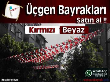 Baskısız Üçgen Bayrak | Kırmızı Beyaz 18x22 cm