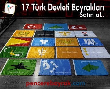 16 Eski Türk Devleti Bayrakları Seti | 50x75 cm (Özel Kumaş ve Yüksek Kalite Baskı)