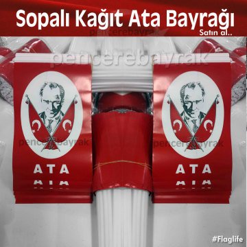 Saplı Kağıt Atatürk Bayrağı (12x20 cm) – 80 Adet 1 Paket