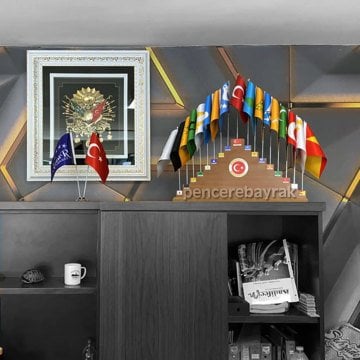 17 Türk Devleti | Masa bayrakları seti Lüks Kalite
