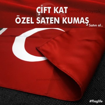 Türk Bayrağı | 30x45 cm | Özel Saten Kumaş Çift Kat