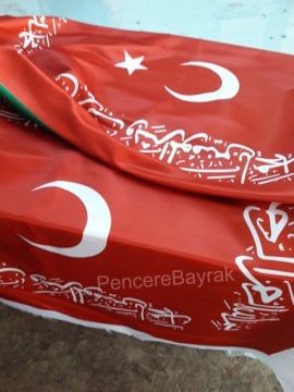 Osmanlı Fetih Sancağı | Arapça Beyaz Yazılı
