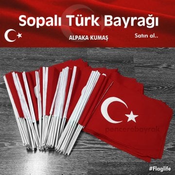 Türk Bayrağı | 40x60 cm | Sopalı Alpaka Kumaş