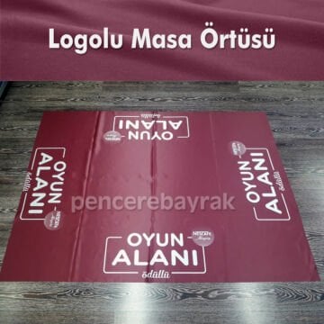 Nescafe Alegria Logolu Bordo Masa Örtüsü | Özel Tasarım & Baskılı Masa Örtüsü
