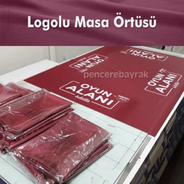Nescafe Alegria Logolu Bordo Masa Örtüsü | Özel Tasarım & Baskılı Masa Örtüsü