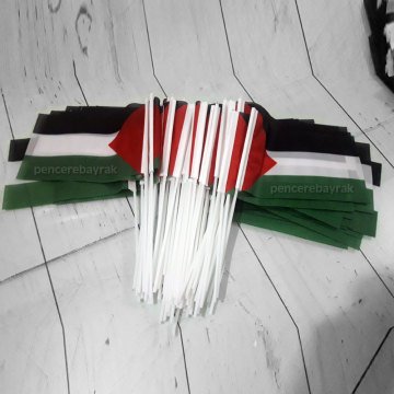 1000 Adet Plastik Sopalı Filistin Bayrağı | Raşel Kumaşa Baskılı 20x30 cm