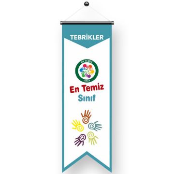 En Temiz Sınıf Bayrağı - 50x150 cm - HAZIR TASARIM