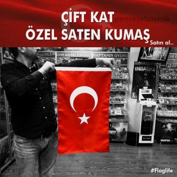 Kaliteli ☪ Türk bayrağı | Özel Saten Kumaş | 5 Çeşit Ölçü Fiyatları 100x150 cm