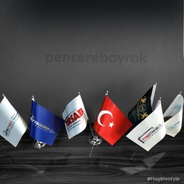 V Tipi (Çift Direkli) Lüks Masa Üstü Bayrağı – Size Özel Tasarım