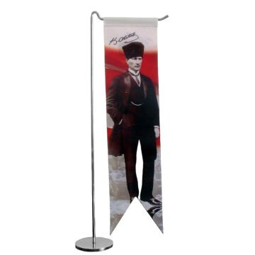 Atatürk Görselli Tek Direkli Masa Üstü Bayrağı
