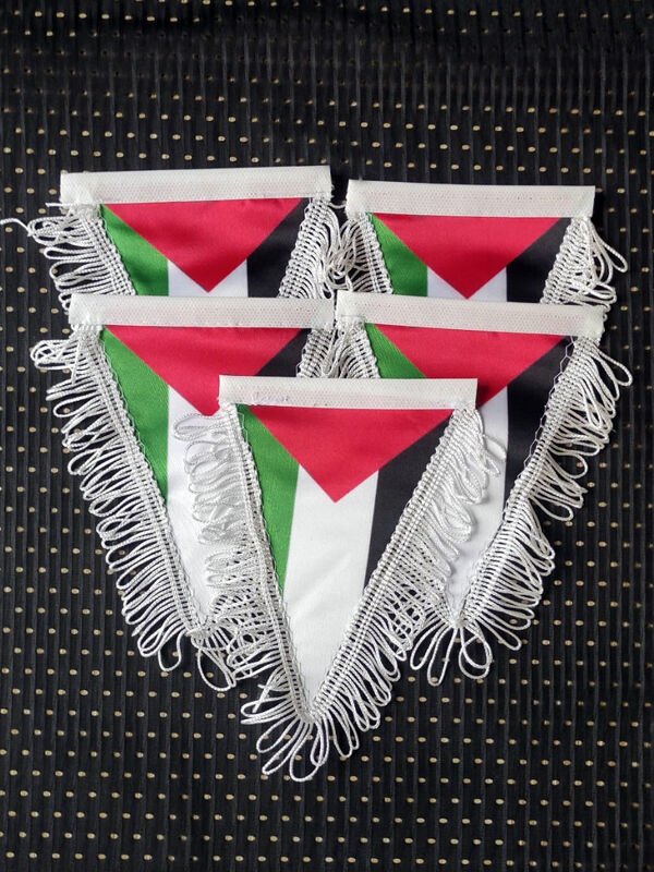 10 adet Üçgen Saçaklı Filistin Bayrak (11x18 cm)