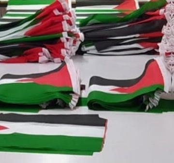 10 adet Filistin Bayrağı 40x60 Cm Raşel Kumaşa Baskılı Plastik Sopalı Elde Sallama Bayrak