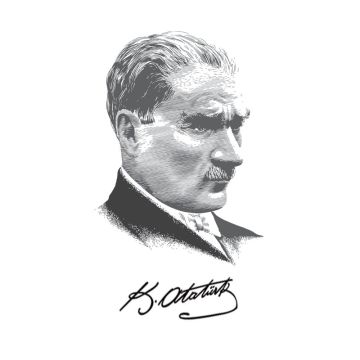 Kod 03 - Atatürk Bayrağı Siyah Beyaz (100x150 cm / 1x1,5 mt Beyaz Zemin)