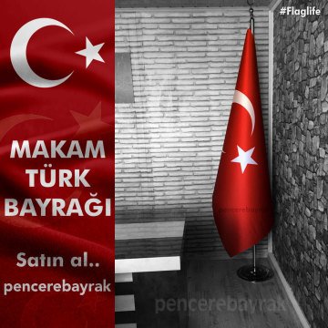 Makam Türk Bayrağı | Özel Kumaşa Baskılı Bayrak+Krom Direk