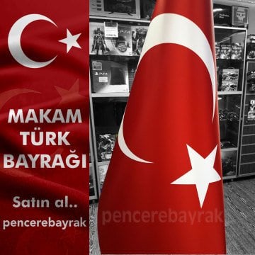 Makam Türk Bayrağı | Özel Kumaşa Baskılı Bayrak+Krom Direk