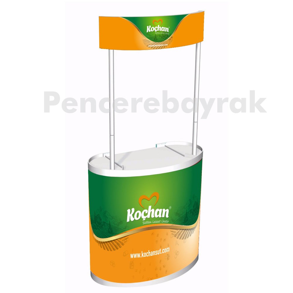 Tanıtım Standı Oval (Fasulye Standı) Kolay Kurulum & Dijital Baskılı