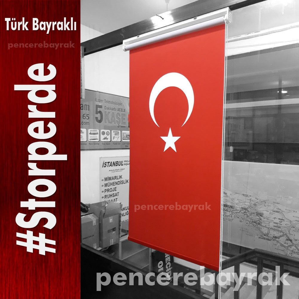 Türk Bayrağı Stor Perde - 73x200 cm | Kaliteli & Estetik | Pencere Bayrak