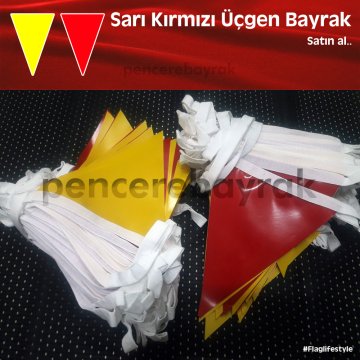 Baskısız Üçgen Bayrak | Sarı Kırmızı