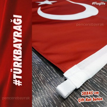 Türk Bayrağı, Çift Kat 70x105 cm Kaliteli Özel Saten Kumaş