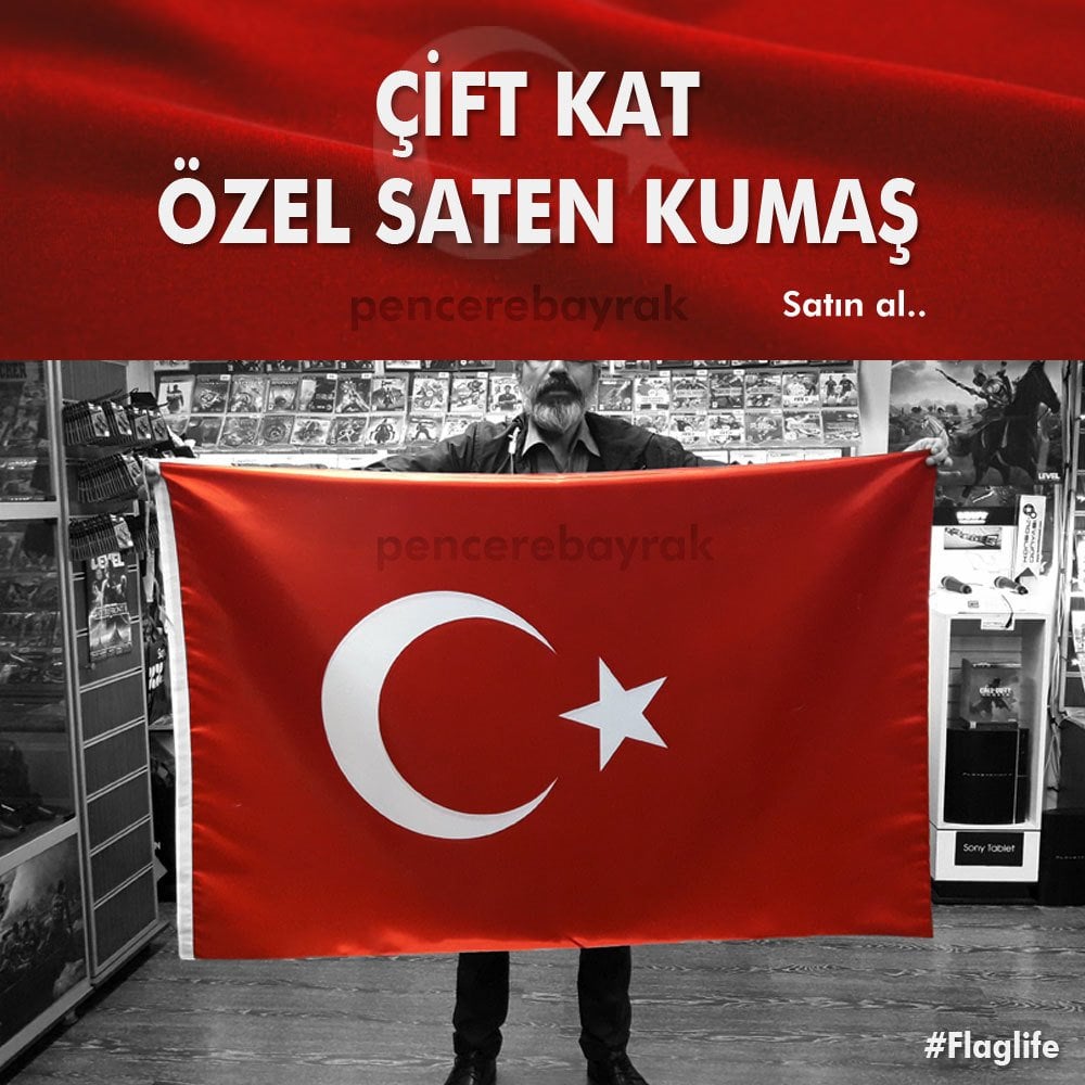 Türk Bayrağı, Çift Kat 70x105 cm Kaliteli Özel Saten Kumaş