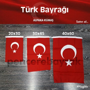 Türk Bayrağı 20x30 cm Alpaka Kumaş