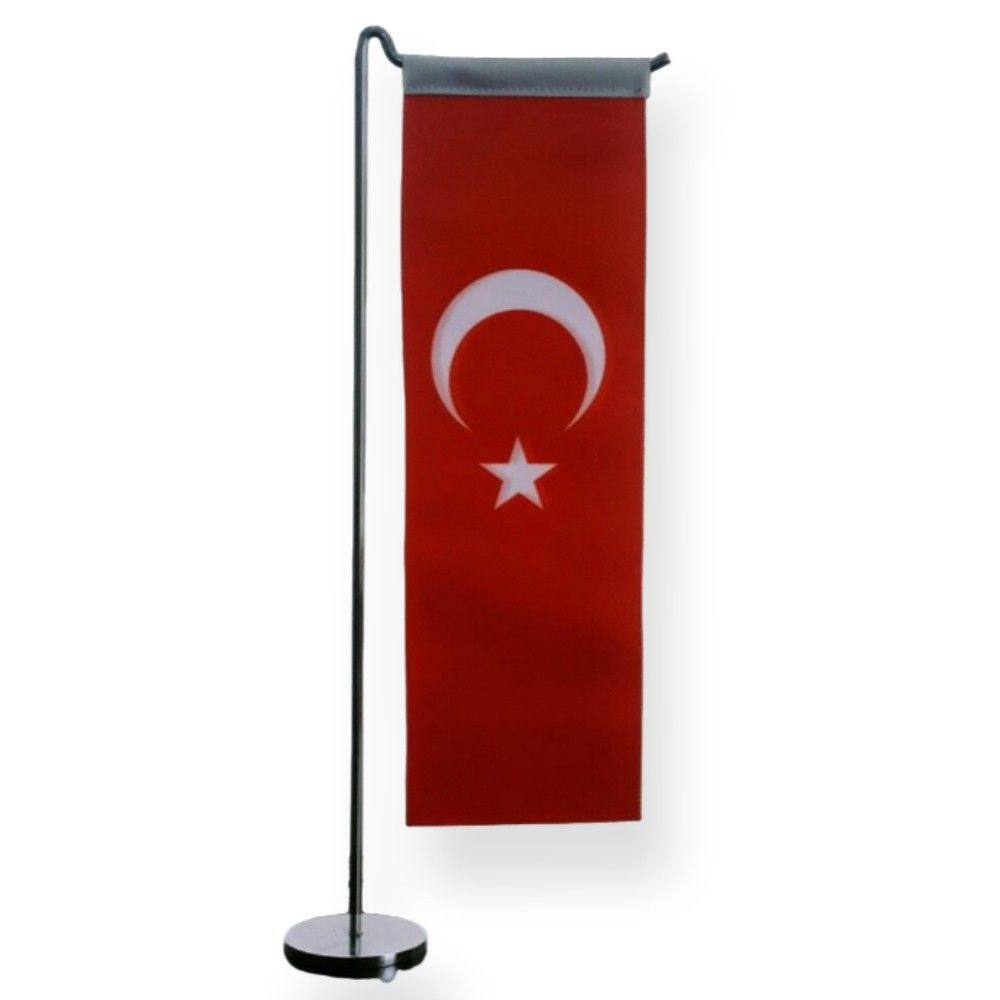 Türk Bayrağı L Tipi - Tek Direkli Masa Bayrağı 8x30 cm
