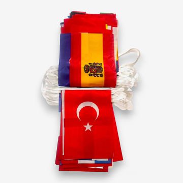 EURO 2028 (İpe Dizili Süsleme Bayrakları) 25 Metre