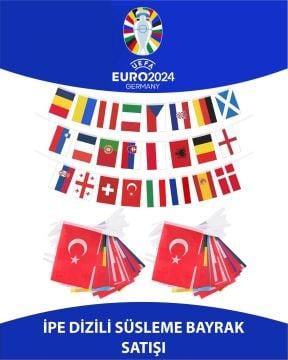 EURO 2028 (İpe Dizili Süsleme Bayrakları) 25 Metre Bayrak