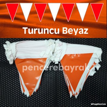 Baskısız Üçgen Bayrak | Turuncu Beyaz