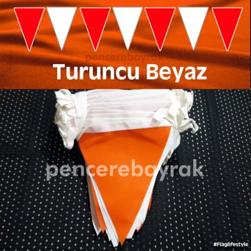 Baskısız Üçgen Bayrak | Turuncu Beyaz