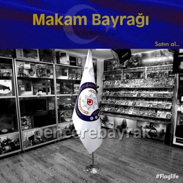 Emniyet Logolu Makam Bayrağı ve Gümüş Kaplama Direk