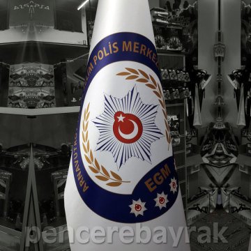 Emniyet Logolu Makam Bayrağı ve Gümüş Kaplama Direk