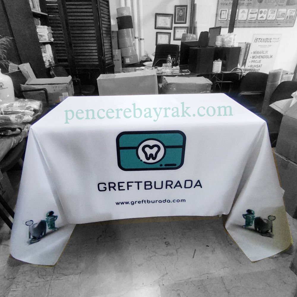 Greft Burada Logo Baskılı Masa Örtüsü