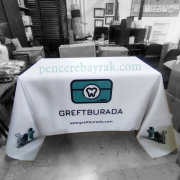 Greft Burada Logo Baskılı Masa Örtüsü