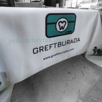 Greft Burada Logo Baskılı Masa Örtüsü