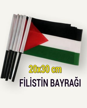 100 Adet Plastik Sopalı Filistin Bayrağı - 20x30 cm