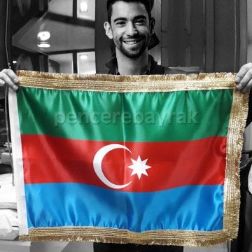 Azerbaycan Bayrağı | Lüks Kalite Çift Kumaşa Baskılı | Püsküllü