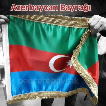Azerbaycan Bayrağı | Lüks Kalite Çift Kumaşa Baskılı | Püsküllü