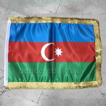 Azerbaycan Bayrağı | Lüks Kalite Çift Kumaşa Baskılı | Püsküllü