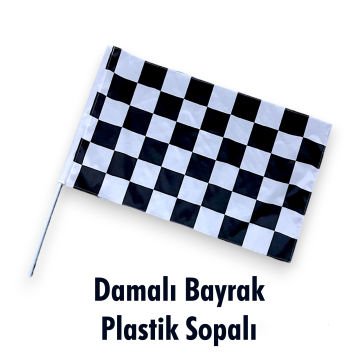Damalı Bayrak | Plastik Sopalı | Ekonomik Raşel Kumaş