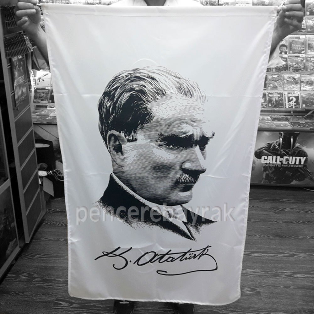 Kod 03 - Atatürk Bayrağı (Siyah Beyaz, Beyaz Zemin)